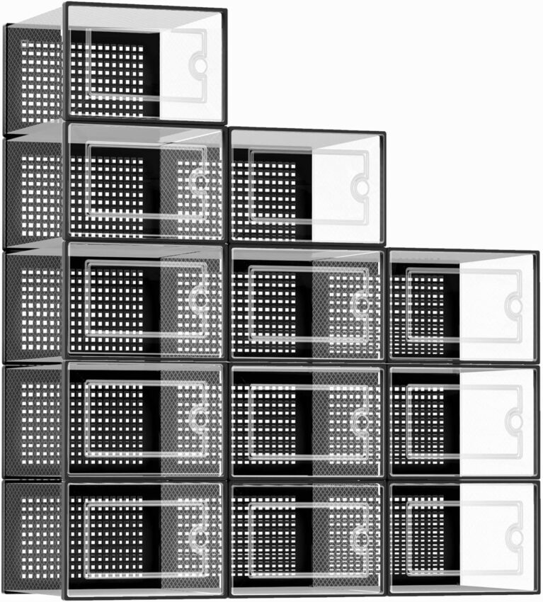 X-Large Shoe Storage Boxes Organizers Clear Plastic Stackable 12 Pack ...