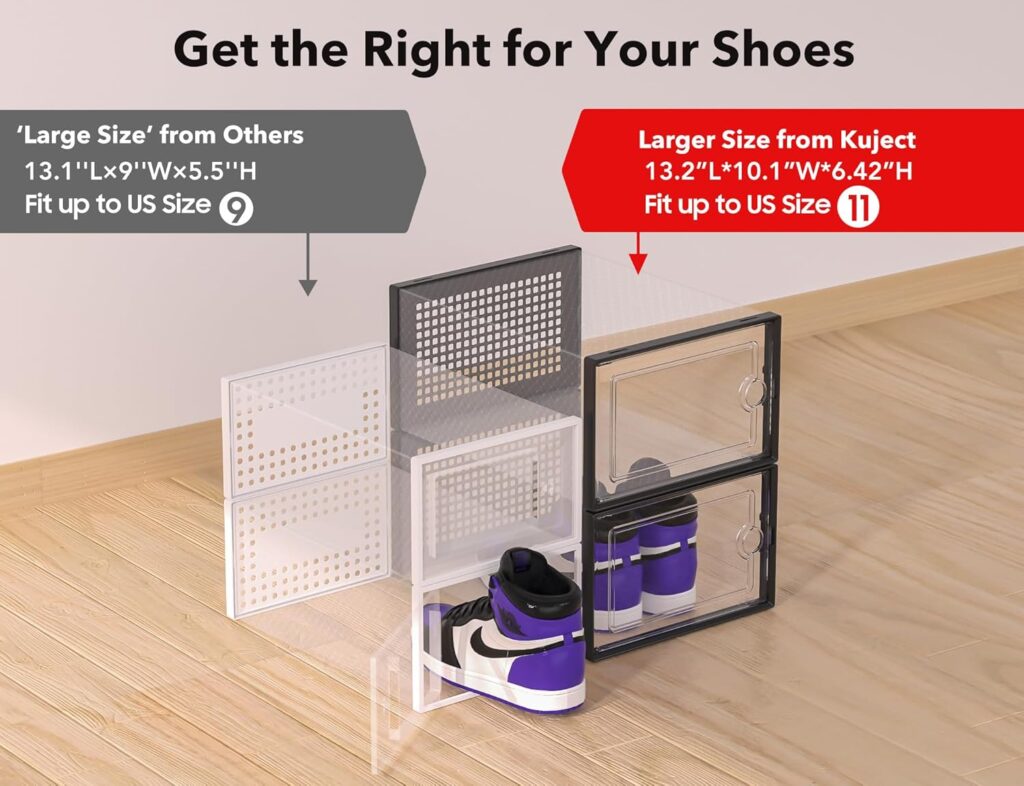 X-Large Shoe Storage Boxes Organizers Clear Plastic Stackable 12 Pack ...
